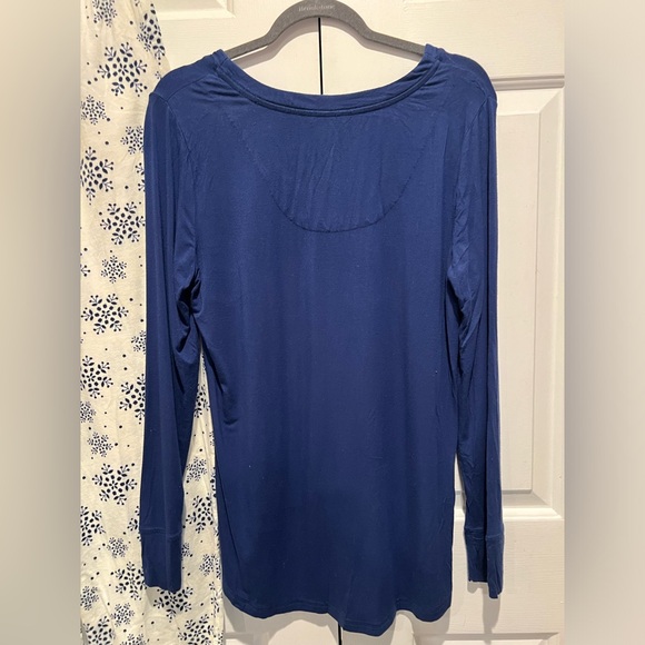 2 Pc PJ Set ❄️SOMA Dk Blue, Long Sleeve Shirt & White & Blue Snowflake Pants - Picture 4 of 9